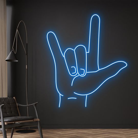 Discover Custom I Love You Sign Language Neon Sign,  I Love You Hand Neon Light, Love You Hand Gesture Led Light,  I Love You Hand LED Sign Wall Art