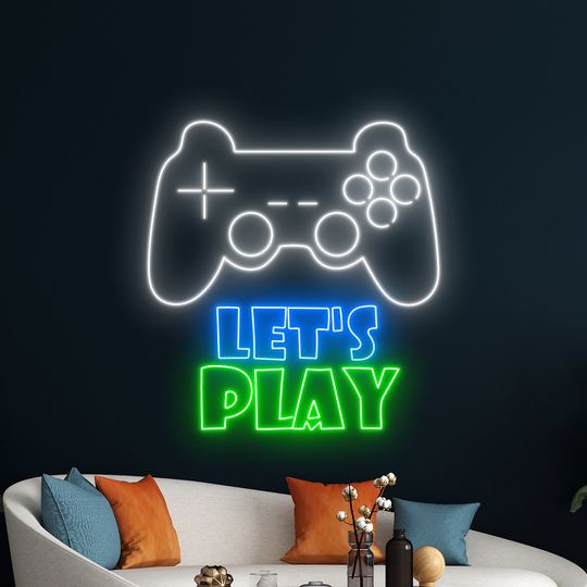 Discover Let's Play Neon Sign, Game Controller Led Sign, Game Player Led Light, Gaming Neon Light, Gamer Wall Deco, Arcade Game Studio Neon Light