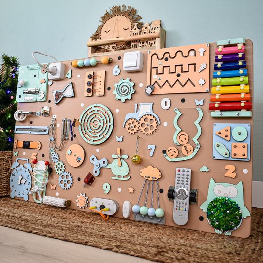 Discover Busy Board Montessori toys for 1 2 3 year old, Sensory activity boards