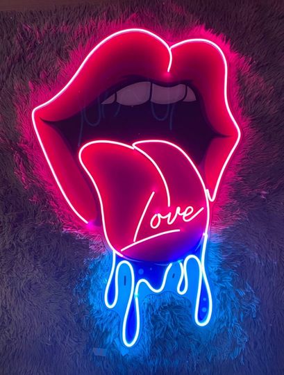 Discover Dripping Lips Neon Sign, Dripping Love Led Sign, Wall Decor, Dripping Lips Neon Sign, Custom Neon Sign, Christmas Decor, Best Gifts