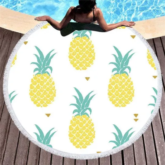 Discover Lofaris Cute Summer Pineapple Patterned Round Beach Towel