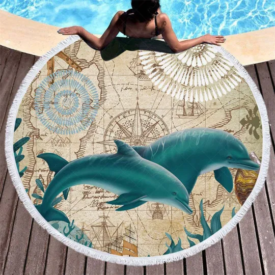 Discover Lofaris Summer Atmosphere Marine Themed Round Beach Towel