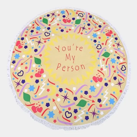 Discover You Are My Person Round Beach Towel Soft Terry Cloth Mandala Blanket Summer Picn