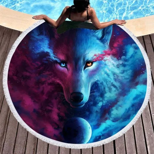 Discover Light and Dark Round Native American Beach Towel LT10