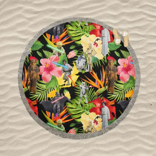Discover Tropical SW Round Fringe Beach Towel  PRINT Towel