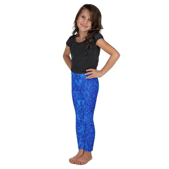 Discover Blue and Navy Henna Tattoo Kid's Leggings