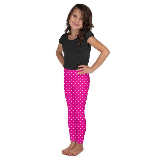 Discover White Mini Hearts Pink Kid's Leggings