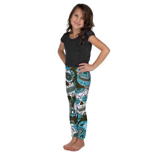 Discover Sky Blue Sugar Skull Kid's Leggings
