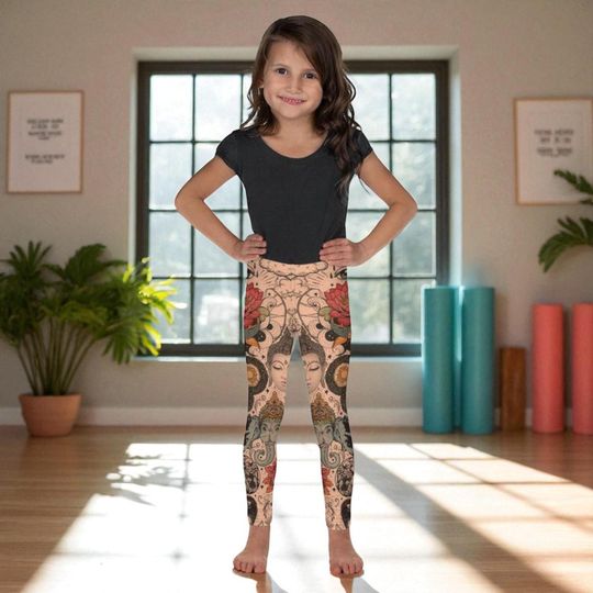 Discover Tattooed Lotus Print Kids Leggings