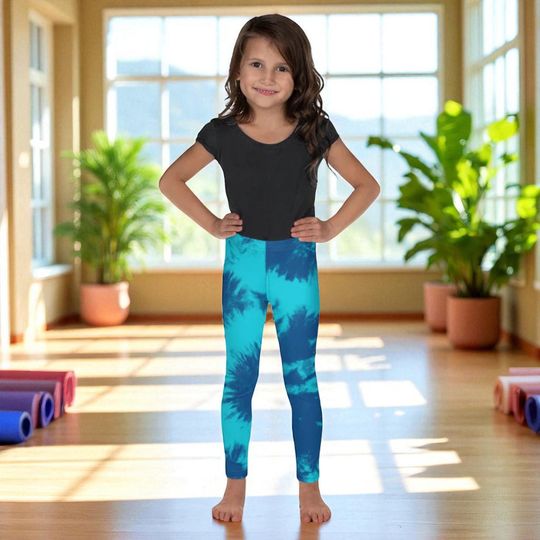 Discover Blue and Aqua Tie Dye Print Leggings for Kids