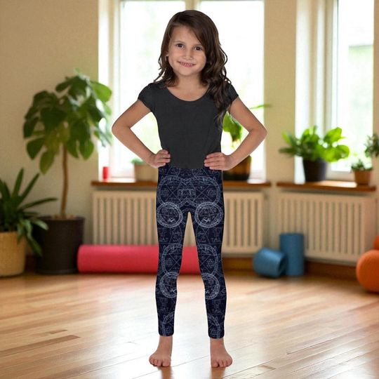 Discover Black Witchcraft Print Leggings for Kids