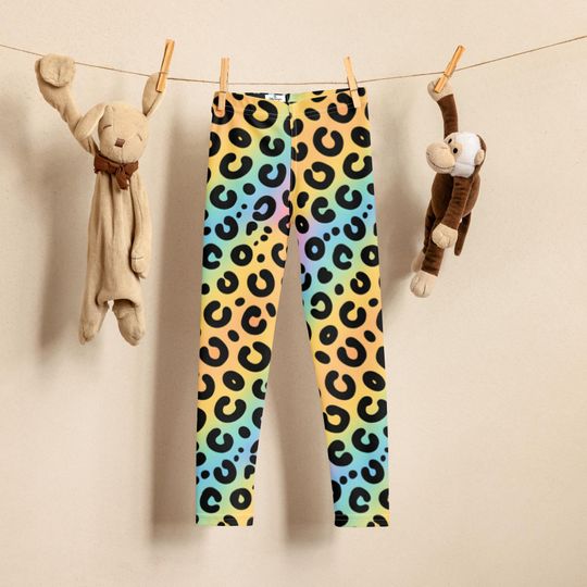 Discover Rainbow Cheetah Kids Leggings, Neon Animal