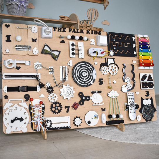 Discover Personalized Busy Board For Toddler 1 2 3 year old, Montessori Custom Sensory Activity Boards, Educational Toy for kids, Baby Boy Girl Gifts