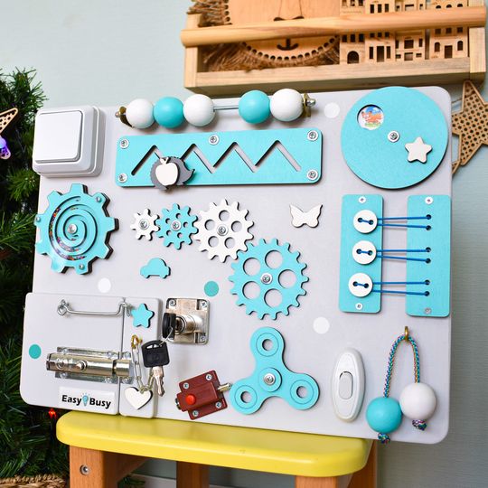 Discover Fidget busy board toddler sensory boards, Montessori toys for baby girl boy 1 2 3 year old, activity custom busyboards