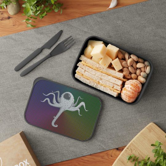Discover Colorful Alien Octopus Bento Box, Lunch Container with Utensils, School Lunch Box