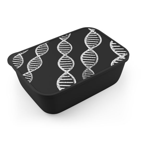 Discover DNA Design Bento Box with Band and Utensils, Double stranded helix pattern lunchbox