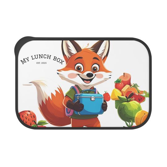 Discover Back-to-School Cute Fox Bento Box with Utensils, Eco-Friendly Kids Lunchbox