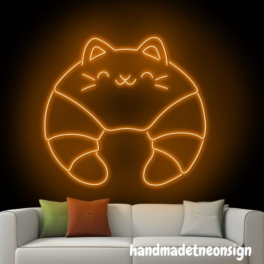 Discover Croissant Cat Neon Sign, Croissant Led Sign, Croissant Neon Light, Croissant Led Light, Cake Store Wall Art Light, Bakery Wall Decor