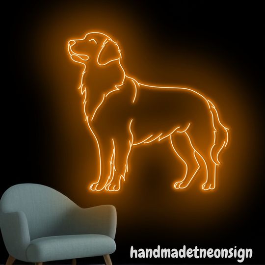 Discover Golden Retriever Dog Neon Sign, Dog Line Art Led Sign, Dog Lover Neon Light, Golden Dog Led Light, Dog Room Wall Art, Pet Home Wall Decor
