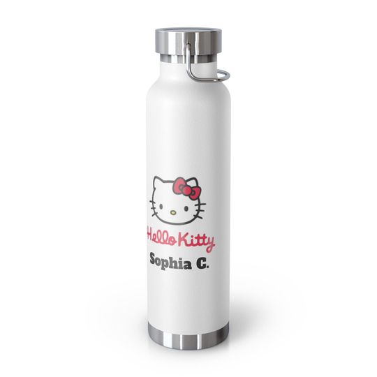 Discover Hello Kitty Copper Vacuum Insulated Bottle, Cute Cat Design, 22oz Stainless Steel Water Flask, Kids Thermos, Sanrio Cartoon Character