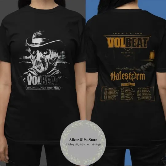 Discover Volbeat Tour 2025 Band Black Reprint T-Shirt S-3XL