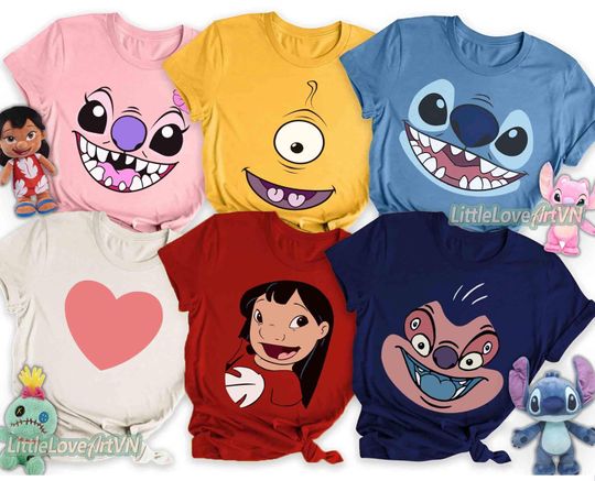 Discover Disneyyy Lilo and Stitchh Big Face Halloween Costume, Angel and Stitchh Disneyyy Party Shirt, Disneyyy Couple Trip Shirt, Disneyyy Halloween Trip Tee