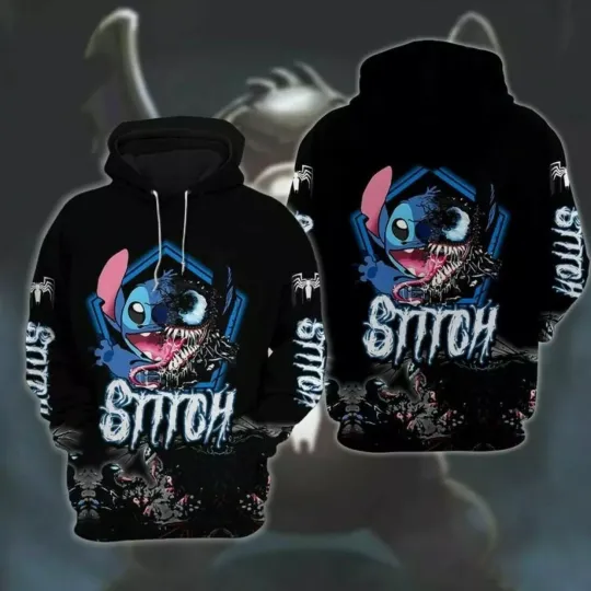 Discover Stitchh Mash Up With Venom 3D Hoodie All Over Print Gift For Friends Best Price