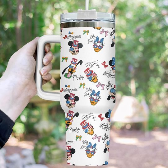 Discover Disneyyy Character 4th Of July 40oz Tumbler, Mickeyy And Friends Stainless Tumbler, Donald And Daisy Tumbler Cup
