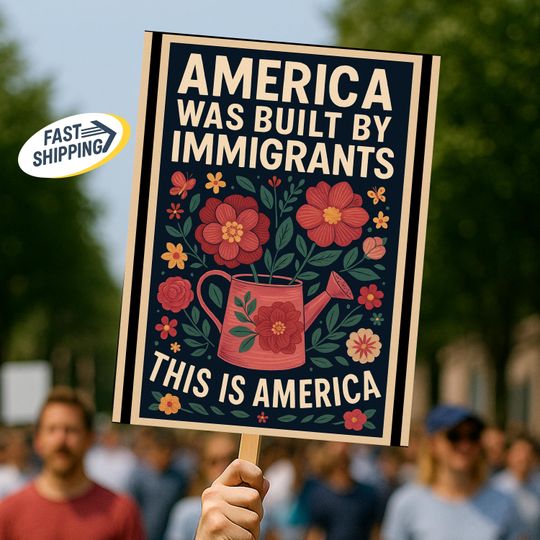 Discover America Was Built by Immigrants Protest Sign, Social Justice Sign, Immigration Rights Protest Sign