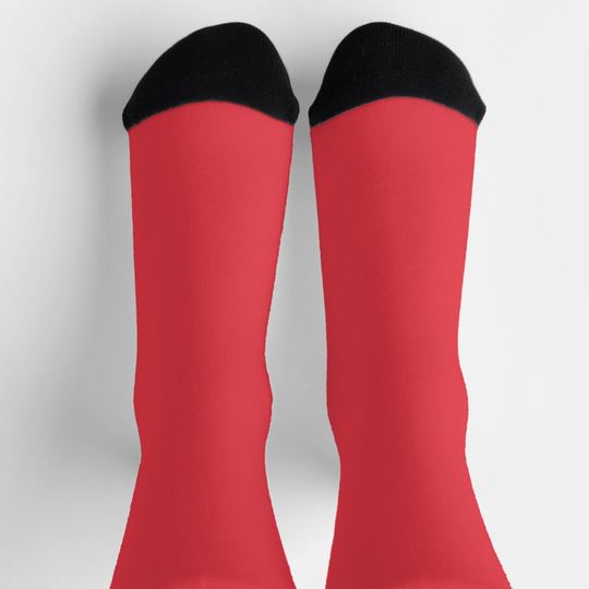 Discover Women’s Tomato Red Crew Socks with Black Accents