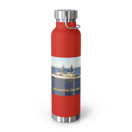 Discover UDD Fletcher (DD 992) Navy POD Smileandlaughtees Copper Vacuum Insulated Bottle, 22oz