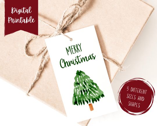 Discover Digital Christmas Gift Tags | Printable Christmas Gift Tags | Christmas Tree Gift Tag | Merry Christmas Tag | Gift Tags for Christmas