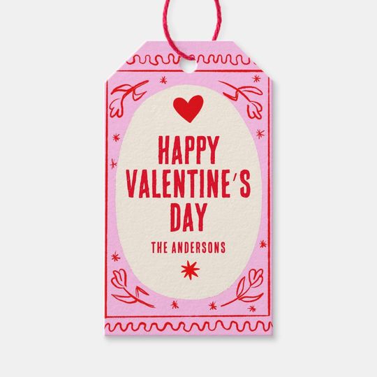 Discover Red Pink Heart Happy Valentine’s Day  Gift Tags