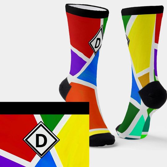 Discover Change Initial, Geometric Art Color Triangle Crew Socks