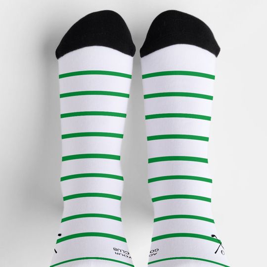 Discover Personalized Green White Stripe Golf Club Golfer Crew Socks