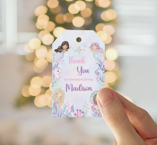 Discover Editable Tag Template, Mermaid Birthday Gift Tag