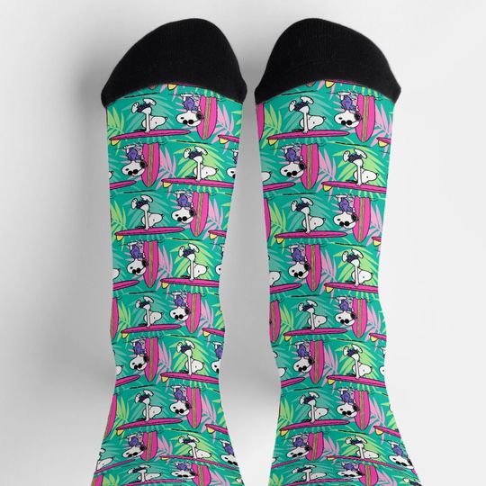 Discover Peanuts | Snoopy Teal Surf Pattern Socks