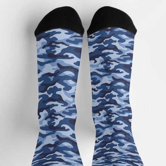 Discover Dark Blue Camouflage Pattern Socks