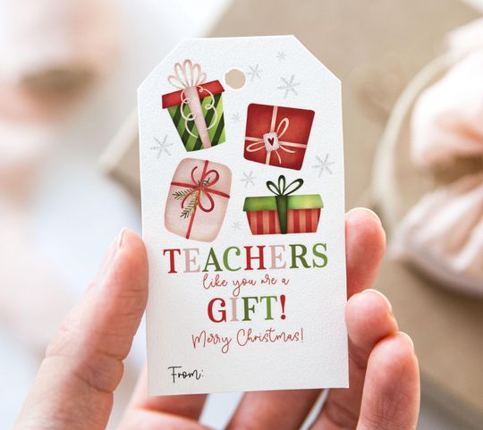 Discover Teachers Like You Are A Gift Tag, Printable Merry Christmas Favor Tags, Christmas Teacher Appreciation Gift Tag