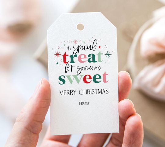 Discover A Special Treat For Someone Sweet Christmas Tag, Printable Merry Christmas Favor Tags, Colorful Modern Christmas Holiday Party Gift Tag