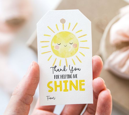 Discover Thank You For Helping Me Shine Tag, Printable End Of School Year Favor Tags, Sun Teacher Appreciation Gift Tag