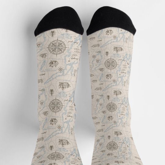 Discover Vintage Ocean Map Pattern Crew Socks