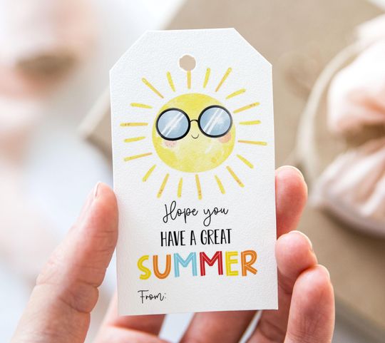 Discover Hope You Have a Great Summer Tag, Printable End Of School Year Favor Tags, Sun Have a Great Summer Vacation Gift Tag