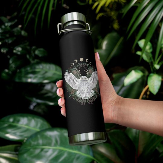 Discover Moon Phase Snowy Owl Copper Vacuum Insulated Bottle, 22oz