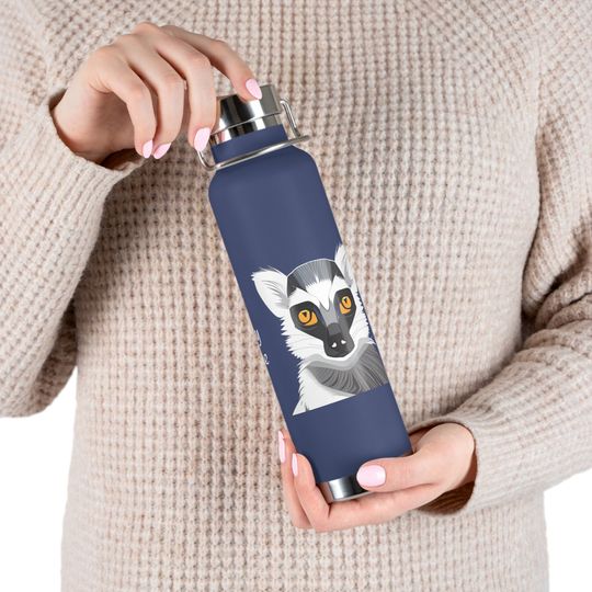 Discover Mora Mora | One Day at a Time | Lemur theme |Copper Vacuum Insulated Bottle, 22oz |