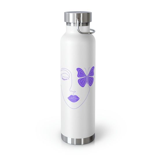 Discover Sassy, Empowered women, Fun, Butterfly, Copper Vacuum Insulated Bottle, 22oz