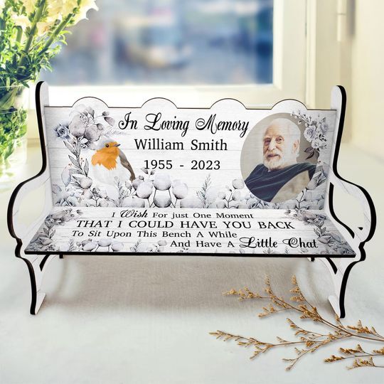 Discover Custom Photo I Wish For Just One Moment - Memorial Gift For Family Memorial Bench