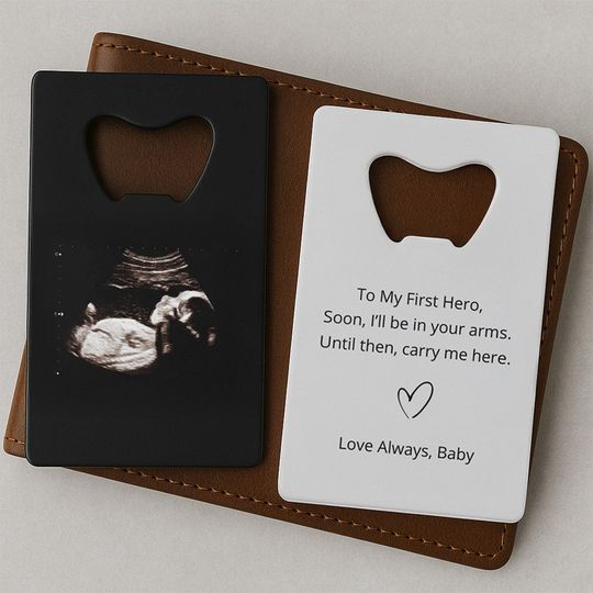 Discover Sonogram Gift for Dad Ultrasound Photo Wallet Card Credit Card Bottle Opener