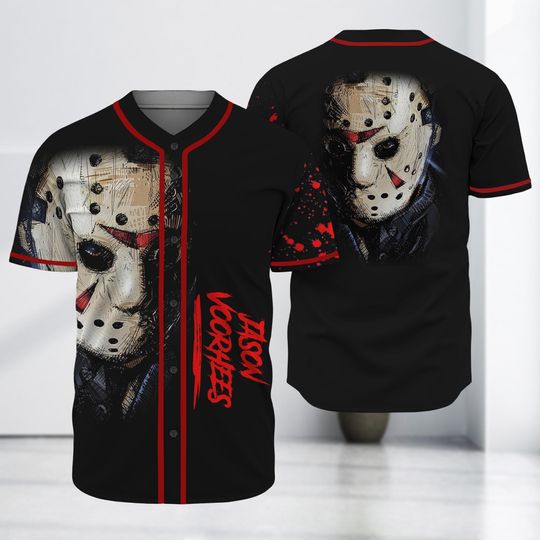Discover Jason Voorhees Baseball Jersey, Friday the 13th Horror Jersey Shirt, Scary Halloween Party Movie Jersey, Halloween Horror Jersey Gift