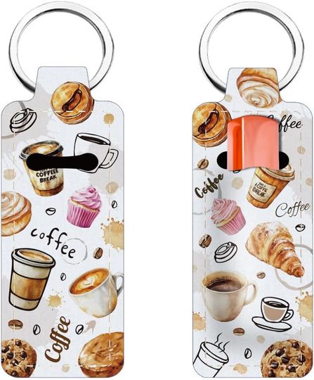 Discover FREEBLOSS 2Pcs Chapsticks Holder Keychain Watercolor Style Lip Balm Holder